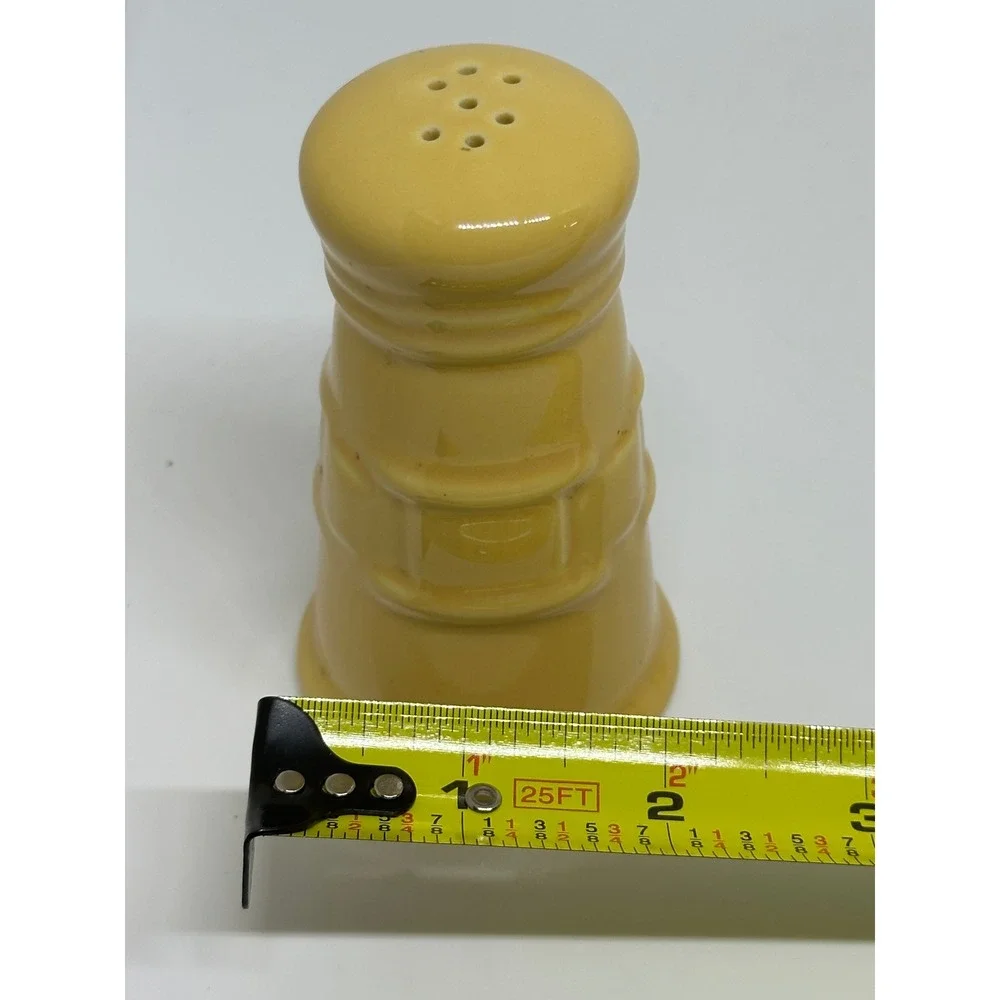 Longaberger Salt and Pepper Shakers Yellow Woven Traditions Pottery Basket Weave
